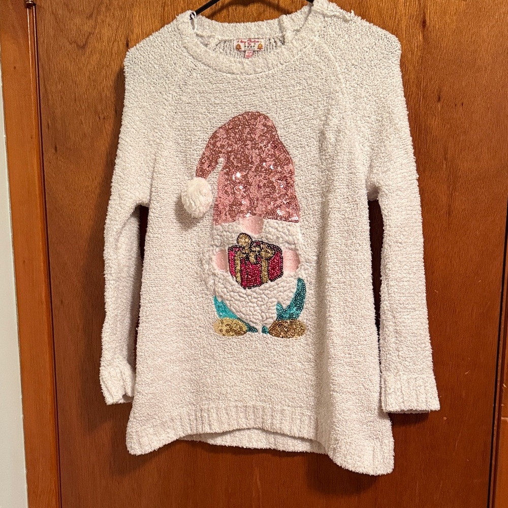 Poof! White Sweater with Santa Design
